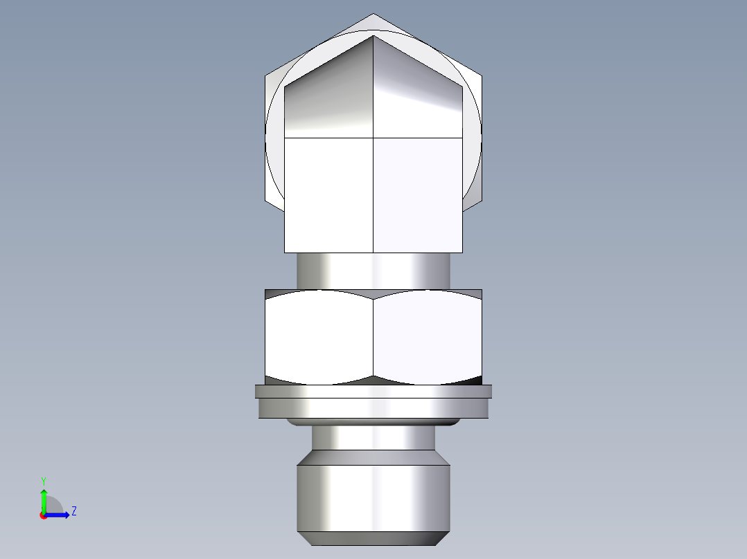卡套式工业通用硬管接头EO_Adjustable_Locknut_elbow_WEE08LMCF左视图
