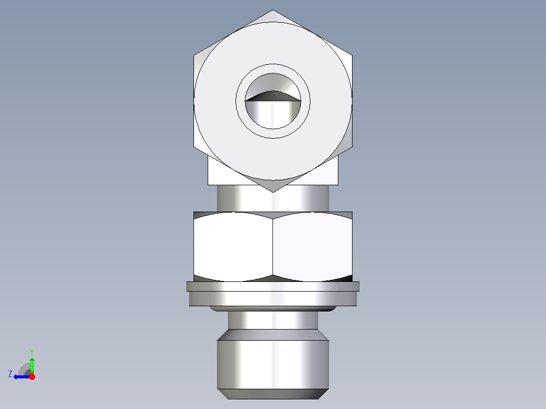卡套式工业通用硬管接头EO_Adjustable_Locknut_elbow_WEE08LMCF右视图