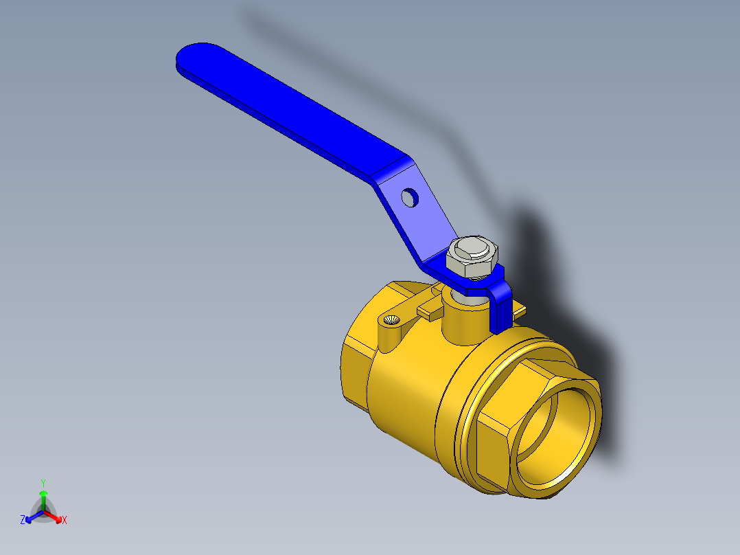 管道手动球阀-水管开关阀-手动阀门395_06_E_1正等轴测图