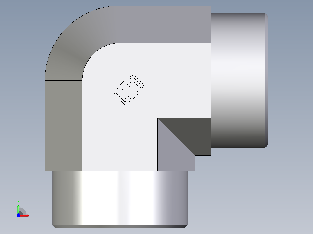卡套式工业通用硬管接头EO_Union_elbow_W38SCFX前视图