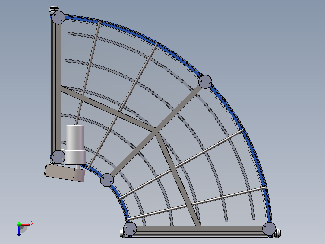 90°塑料无缝链板转弯机sw16可编辑俯视图