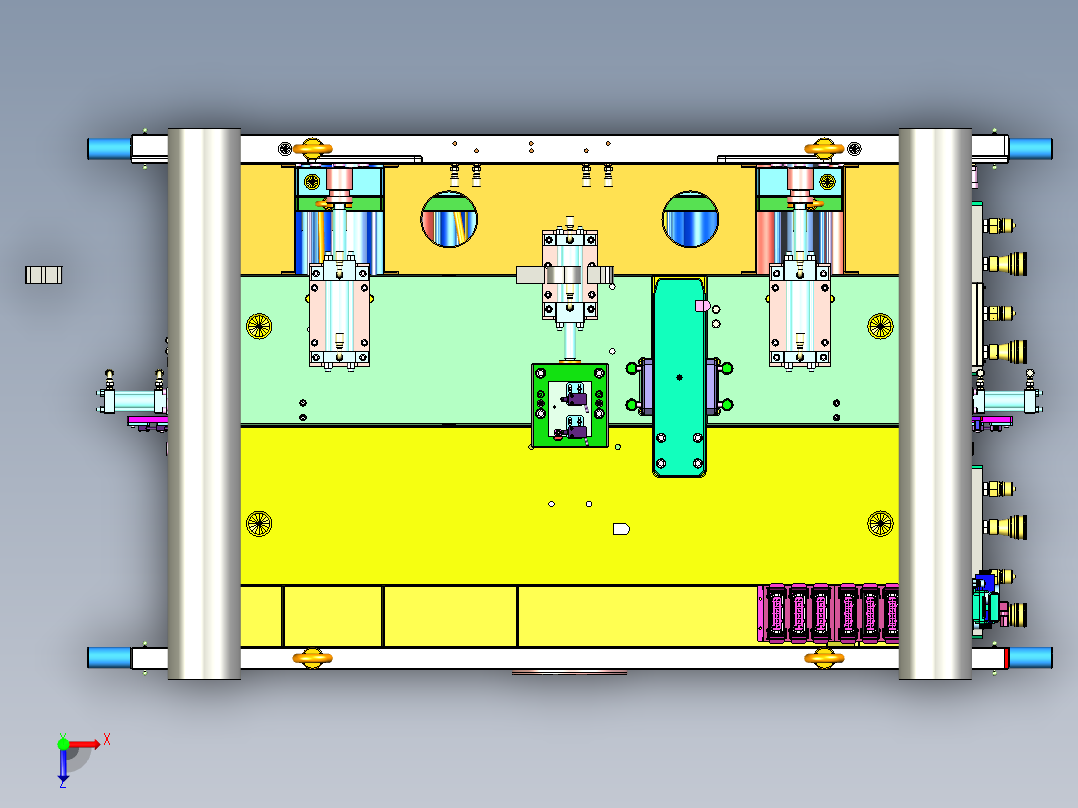 汽车仪表板3D模具设计图 UG三维建模图纸 内含3套模具数模俯视图