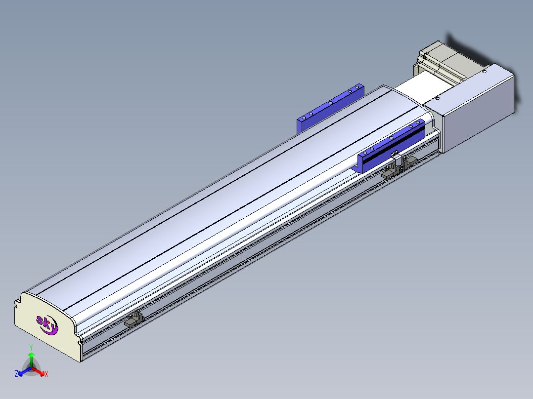 同步带滑台-半封闭B17H-L50-S650-R-P75-D3正等轴测图