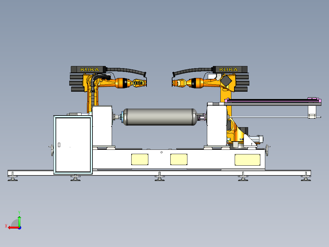 机器人双头热水器内胆自动环缝焊接机后视图