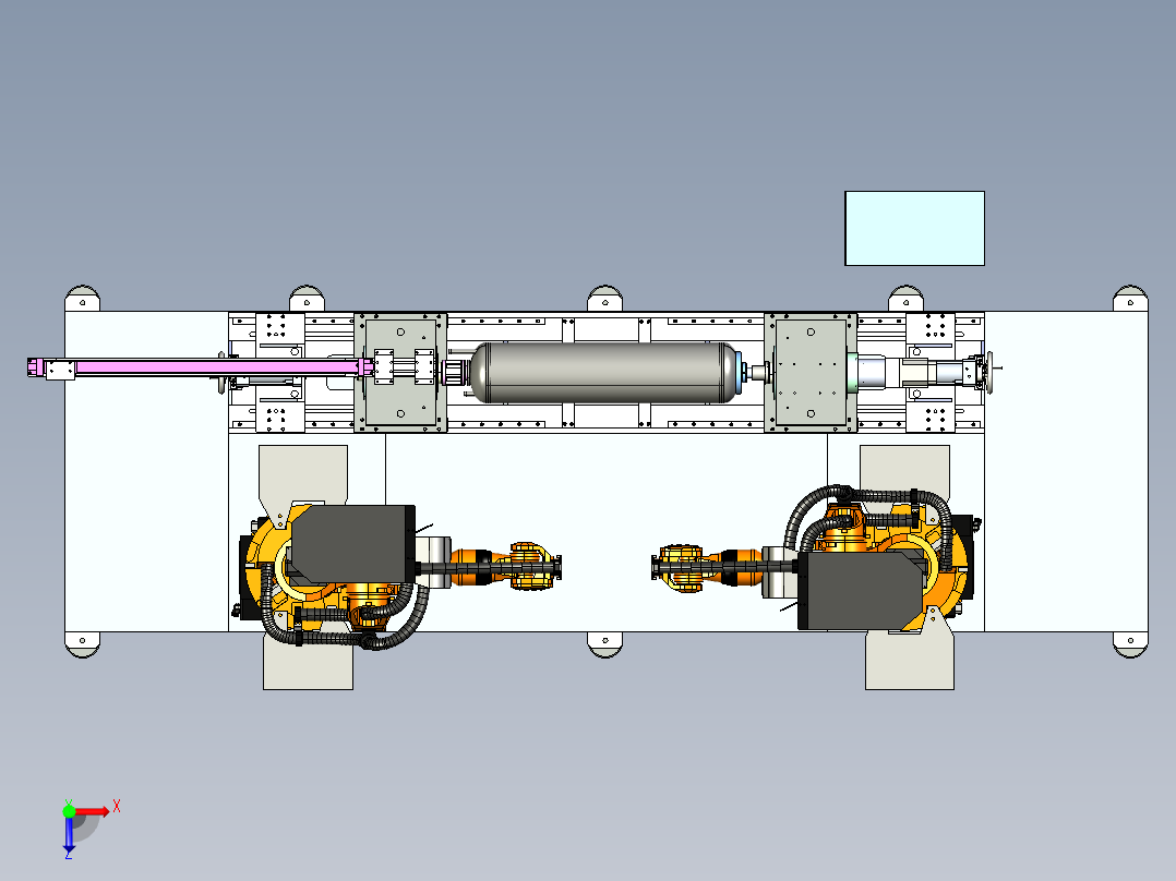 机器人双头热水器内胆自动环缝焊接机俯视图