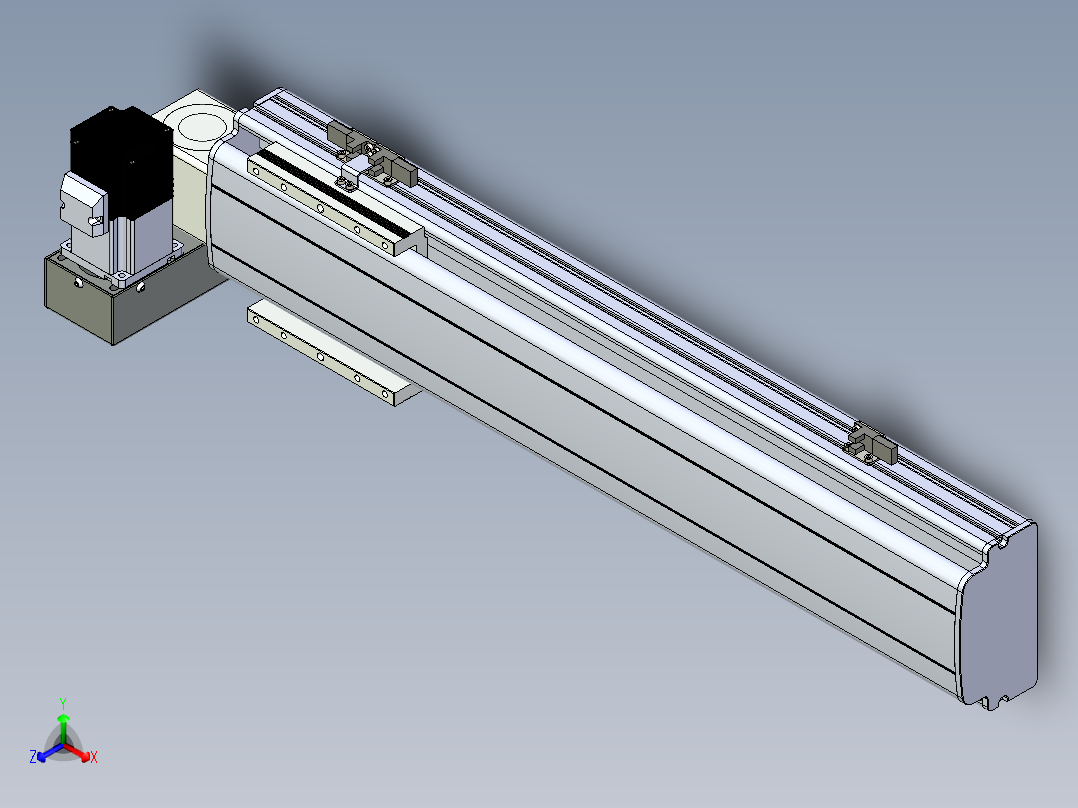 同步带滑台-半封闭B13H-L45-S450-LU-P40-D3正等轴测图
