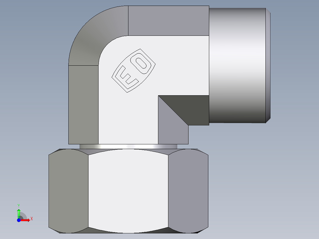 卡套式工业通用硬管接头EO_Swivel_nut_elbow_EW20SOMDCF前视图