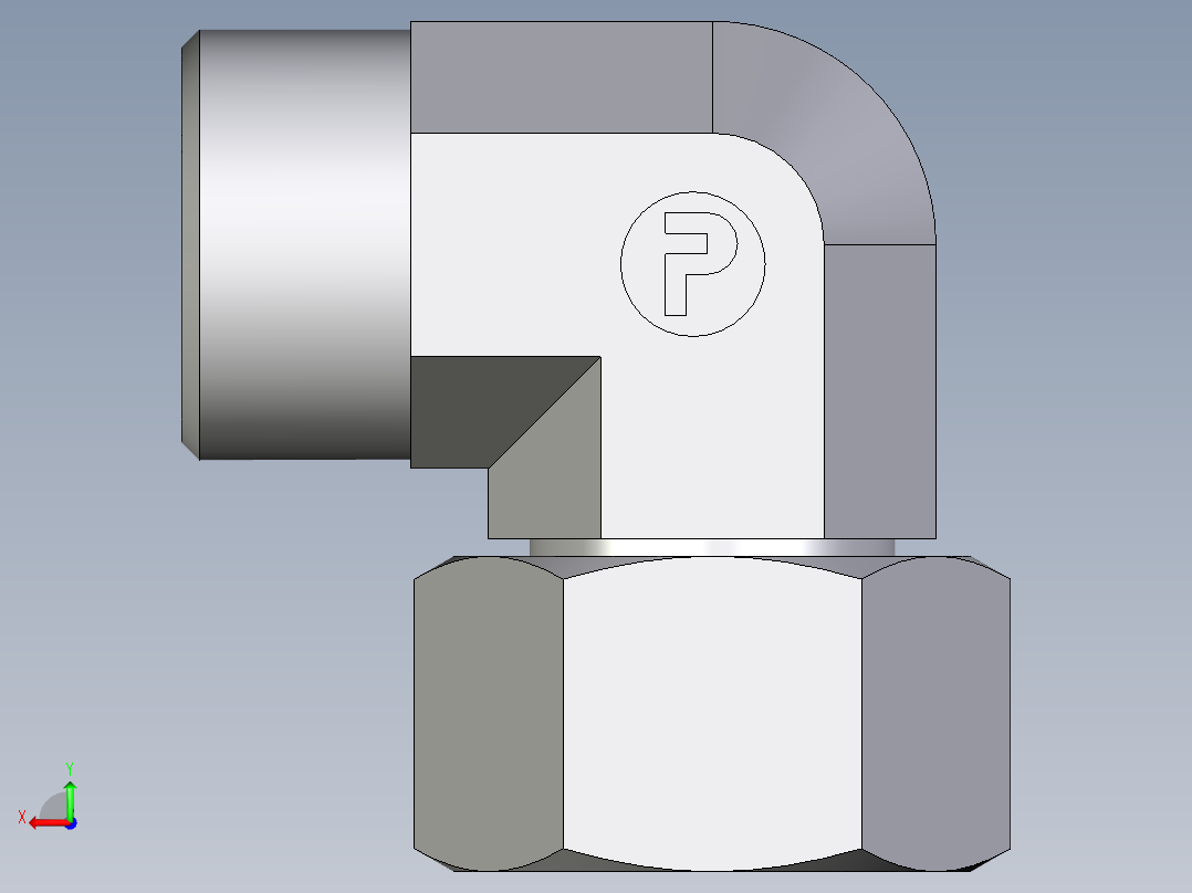 卡套式工业通用硬管接头EO_Swivel_nut_elbow_EW20SOMDCF后视图