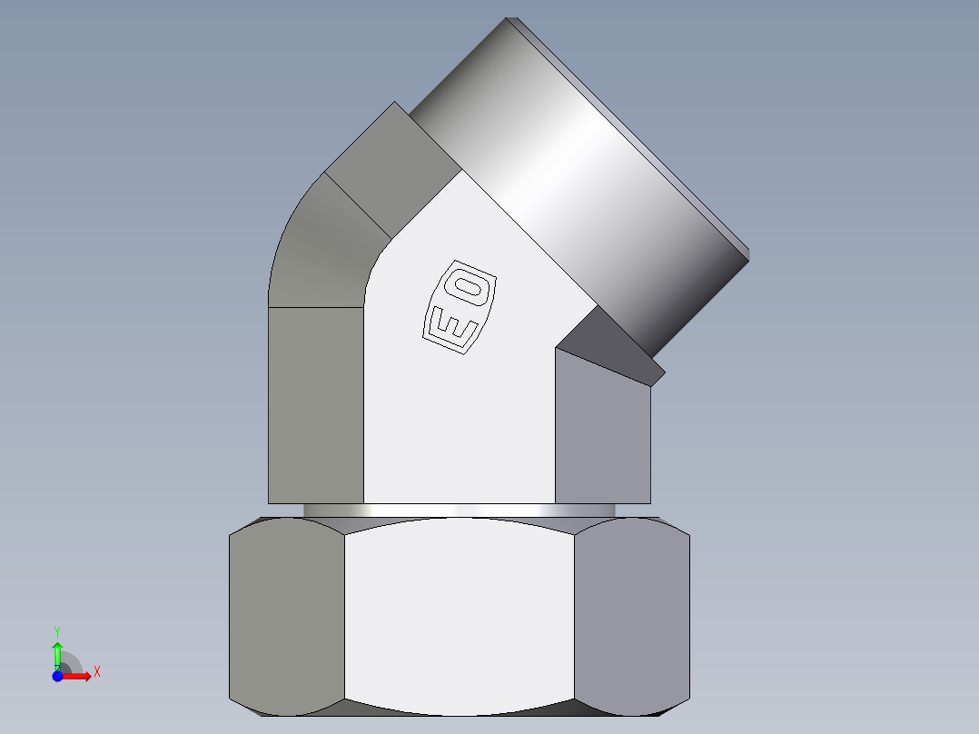 卡套式工业通用硬管接头EO_Swivel_nut_45_deg_elbow_EV38SOMDCF前视图