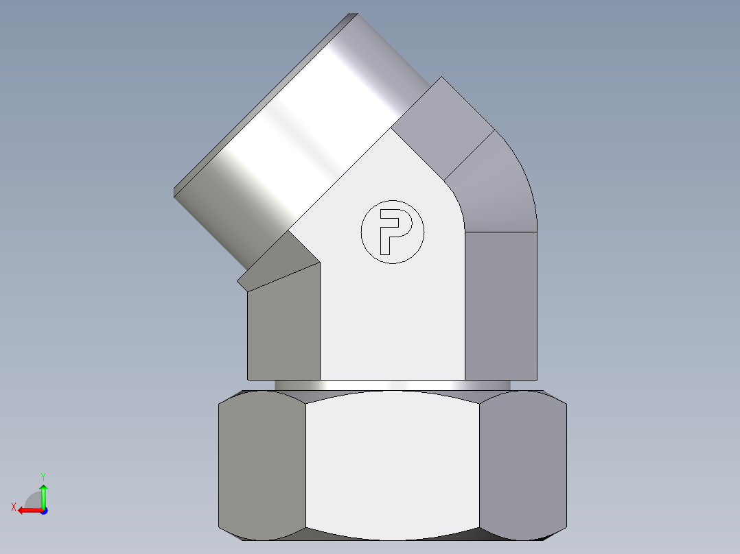 卡套式工业通用硬管接头EO_Swivel_nut_45_deg_elbow_EV38SOMDCF后视图