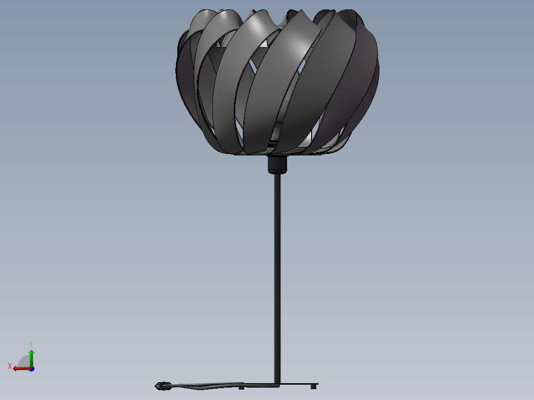 精美台灯三维模型SW后视图