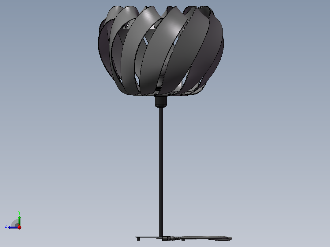 精美台灯三维模型SW右视图