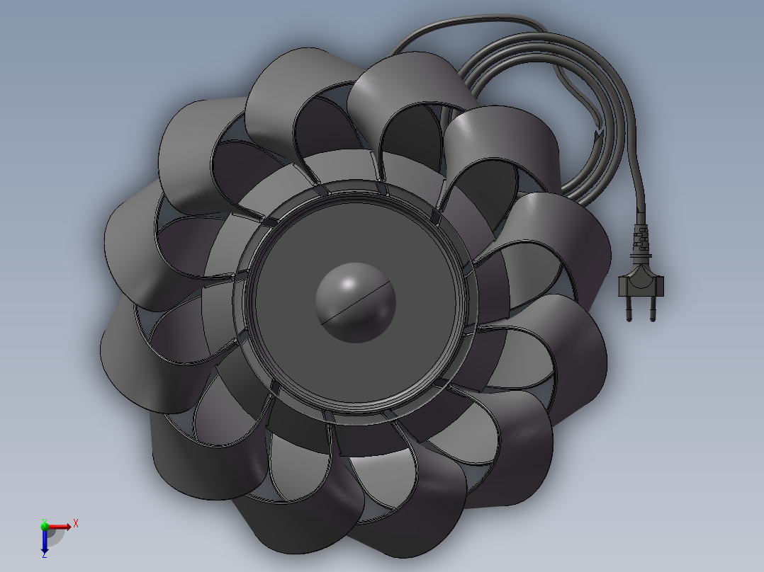 精美台灯三维模型SW俯视图