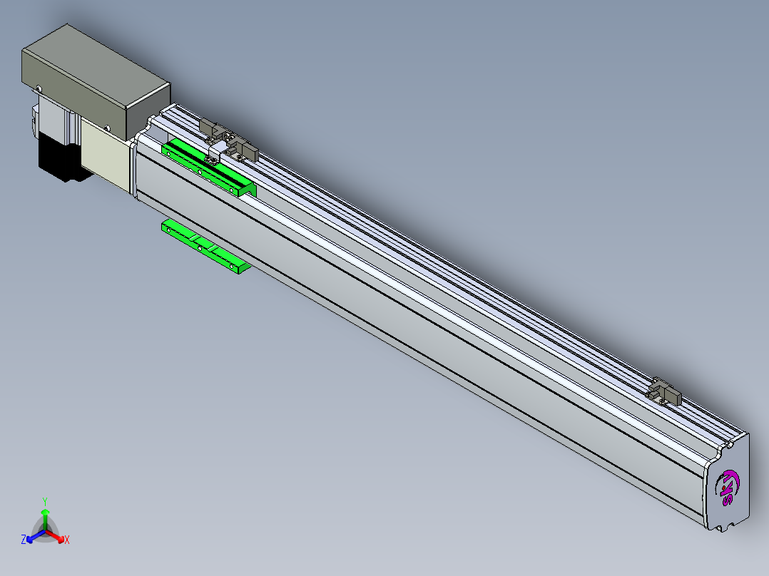 同步带滑台-半封闭B10H-L45-S600-R-P40-D3正等轴测图
