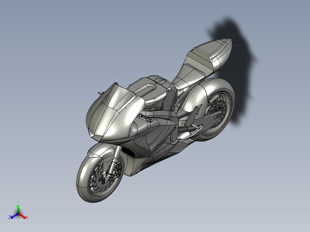 Yamaha YZF-M1<span style='color: red'>摩托车</span>造型3D图纸 STEP格式