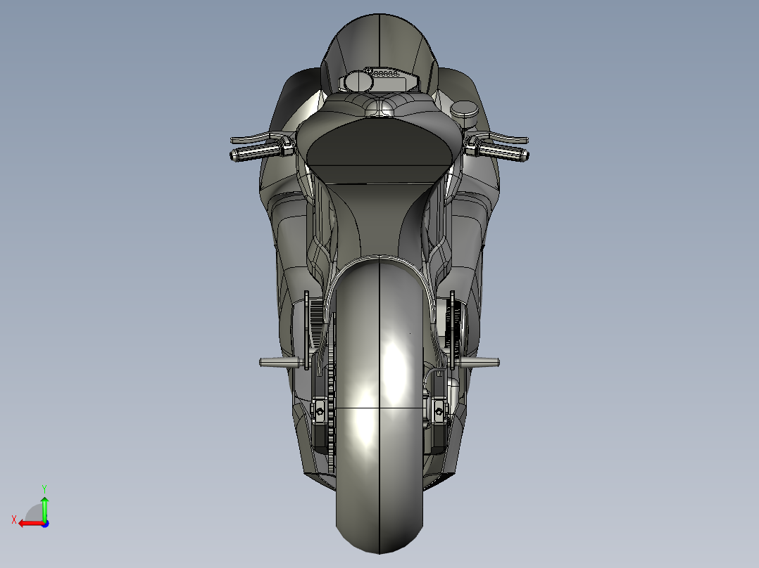Yamaha YZF-M1摩托车造型3D图纸 STEP格式后视图