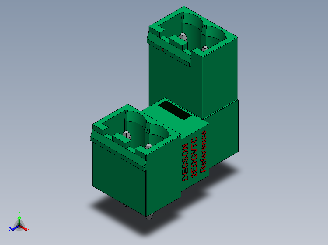 DEGSON 2EDG 系列 5.0mm 可插拔接线端子组-2EDGVTC-5.0_5.08-xxP-14-00AH正等轴测图