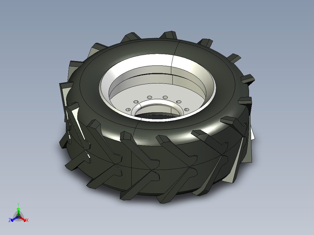 拖拉机轮毂轮胎模型<span style='color: red'>3D</span>图纸 CATIA设计