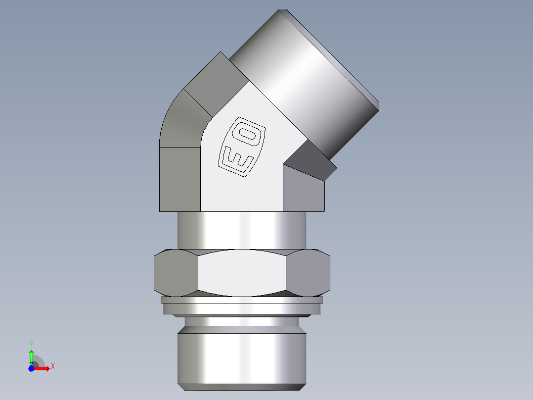 卡套式工业通用硬管接头EO_Adjustable_locknut_45_deg_elbow_VEE20SMOMDCF前视图