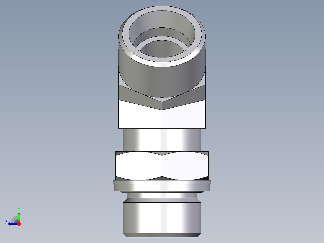 卡套式工业通用硬管接头EO_Adjustable_locknut_45_deg_elbow_VEE20SMOMDCF右视图