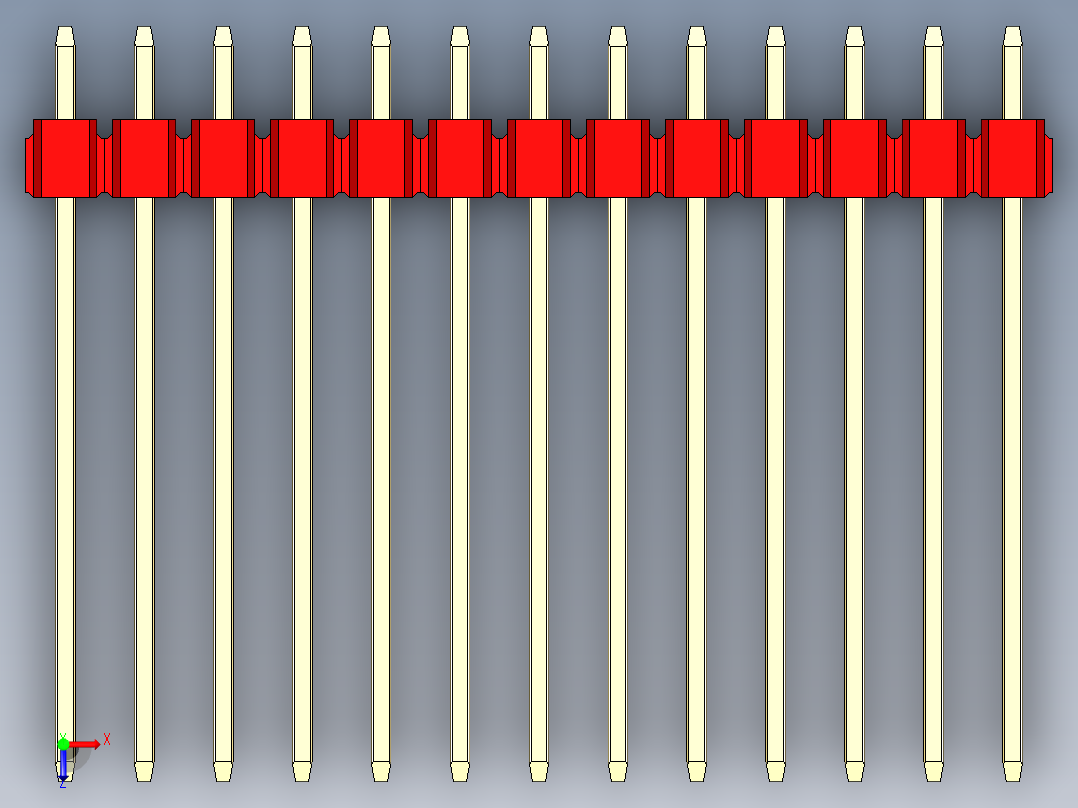 彩色公头100mil（2.54mm）系列-DS1021_red_2x13p_100mil_Type19_rev1.0俯视图