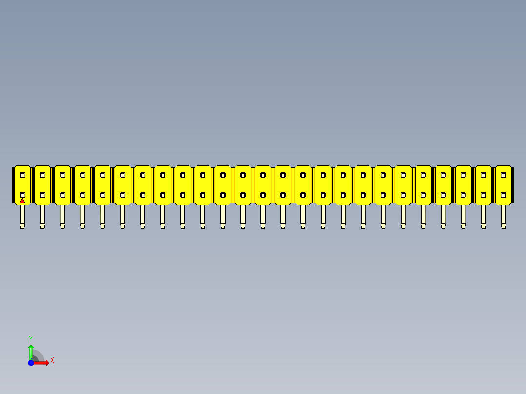 彩色公排针 100mil 2.54mm 系列-DS1022_yellow_2x25p_100mil_TypeD_rev1.0前视图