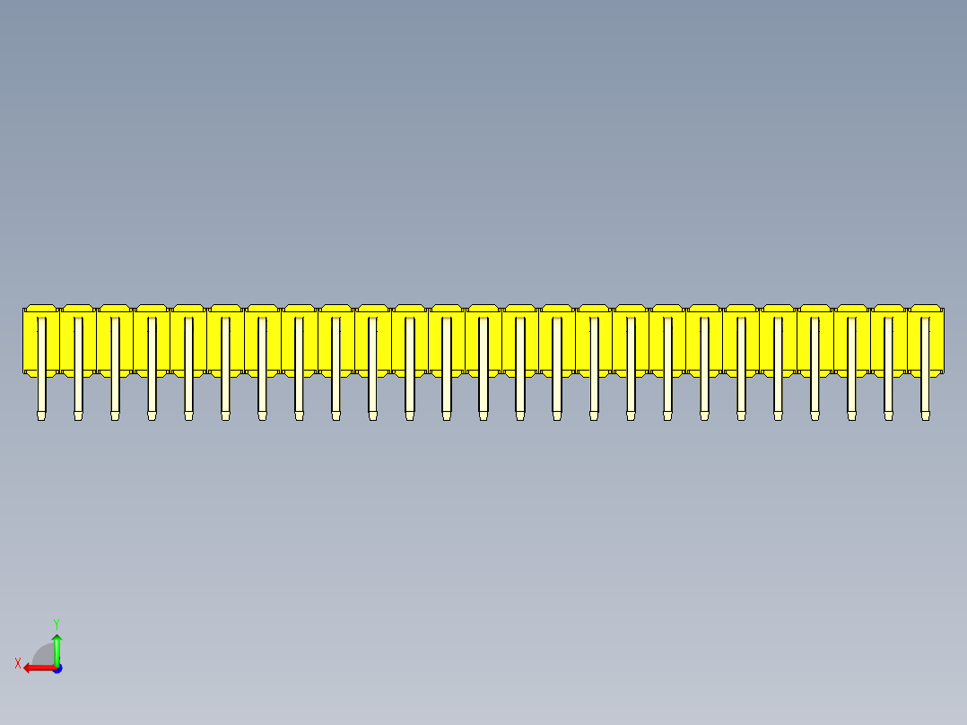 彩色公排针 100mil 2.54mm 系列-DS1022_yellow_2x25p_100mil_TypeD_rev1.0后视图