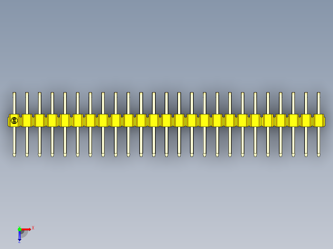 彩色公排针 100mil 2.54mm 系列-DS1022_yellow_2x25p_100mil_TypeD_rev1.0俯视图