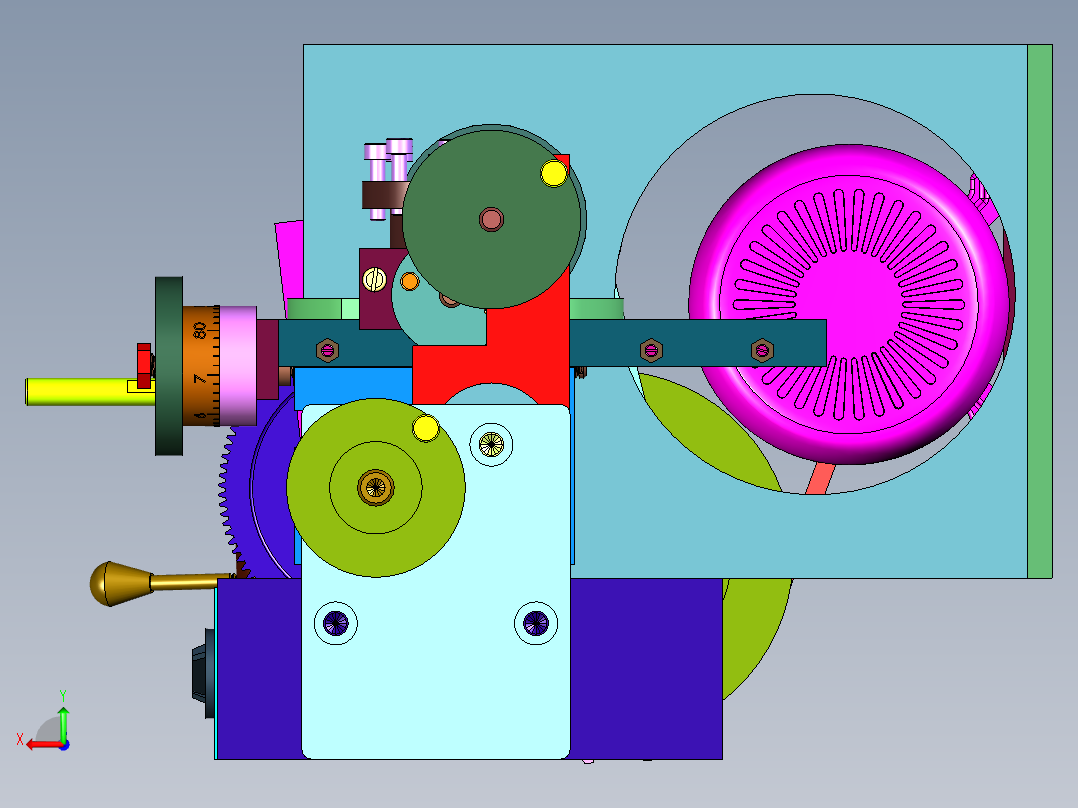 小型台式车床后视图
