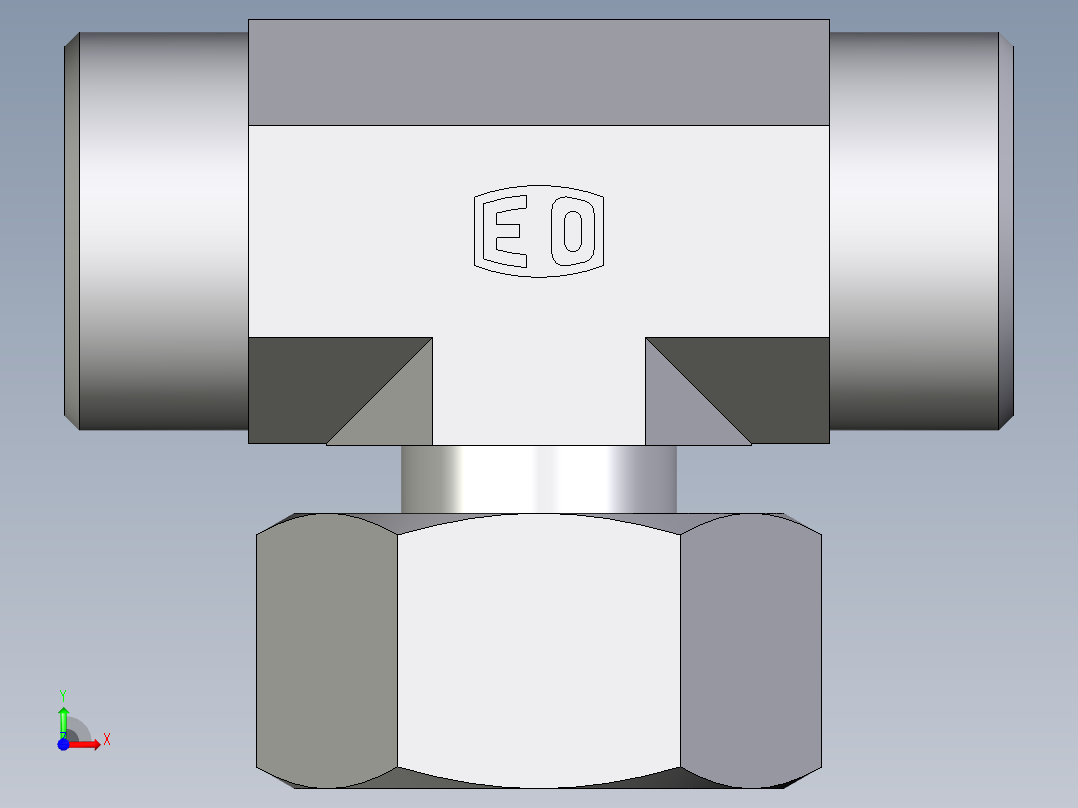 卡套式工业通用硬管接头EO_Standpipe_branch_tee_EVT18LOMD71前视图
