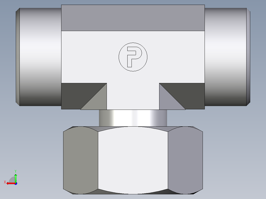 卡套式工业通用硬管接头EO_Standpipe_branch_tee_EVT18LOMD71后视图