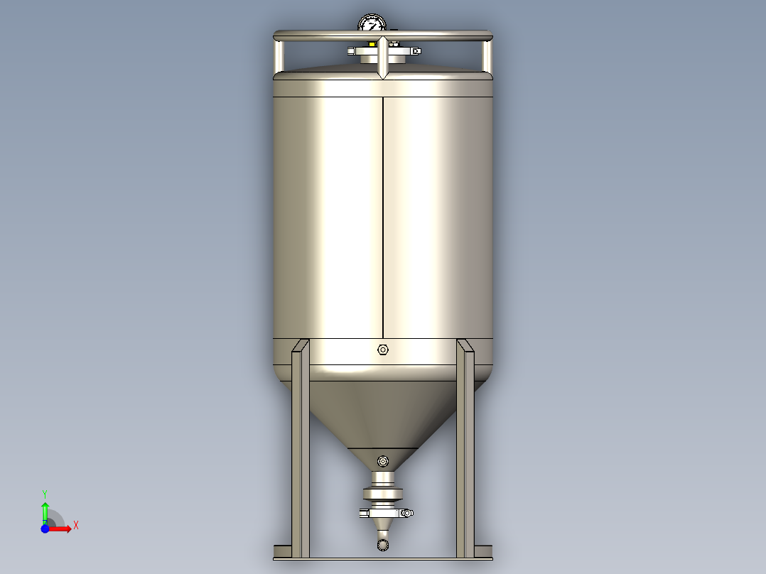 150L发酵罐三维模型前视图