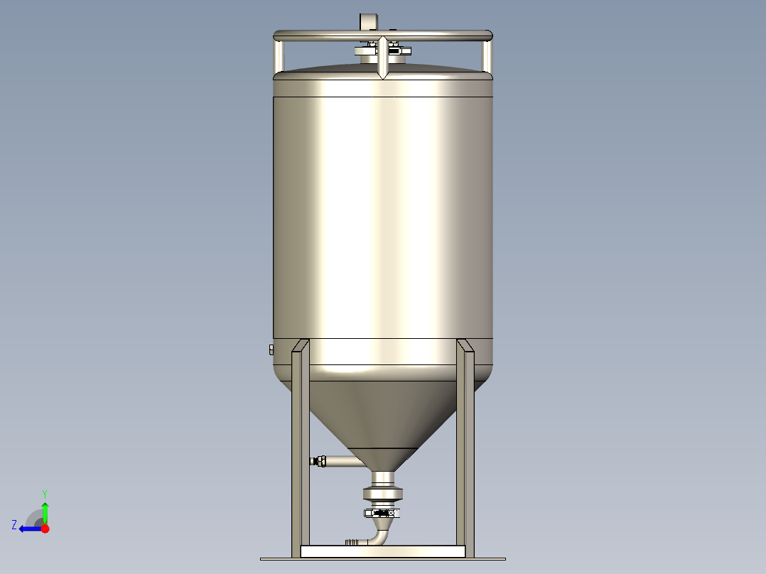 150L发酵罐三维模型右视图