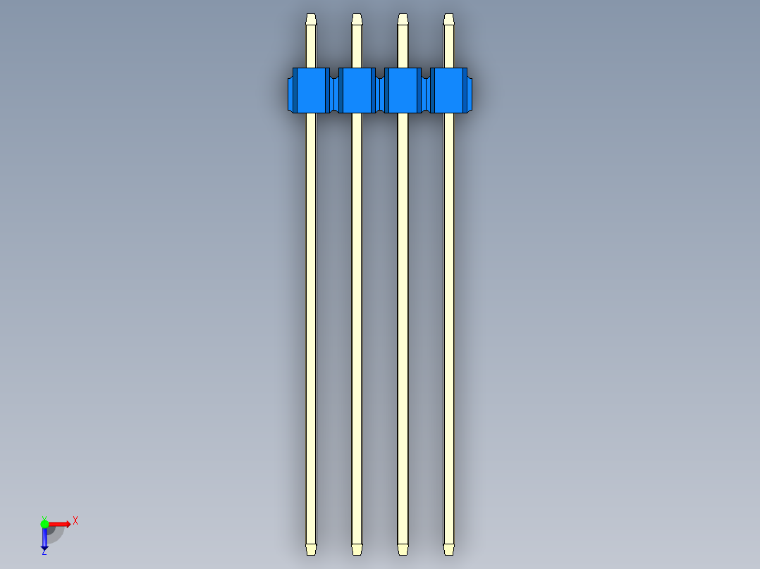 彩色公头100mil（2.54mm）系列-DS1021_blue_3x04p_100mil_Type43_rev1.0俯视图