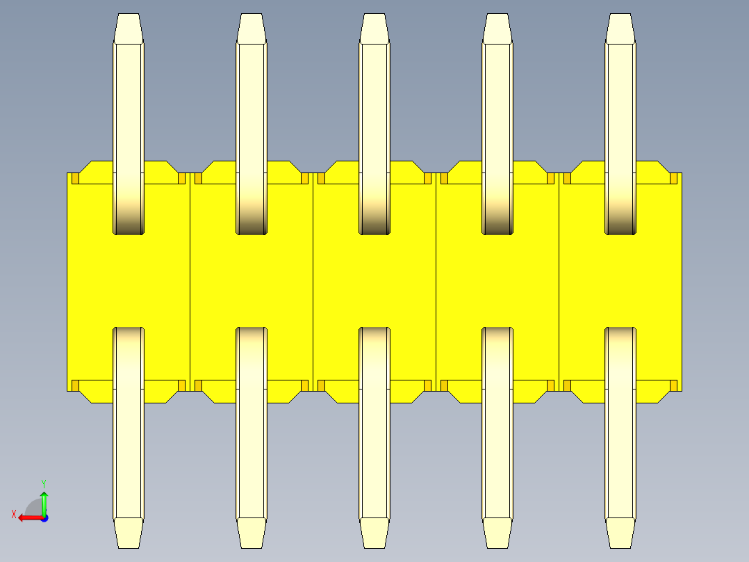 彩色公排针 100mil 2.54mm 系列-DS1022_yellow_10p_100mil_TypeSMT_rev1.0后视图