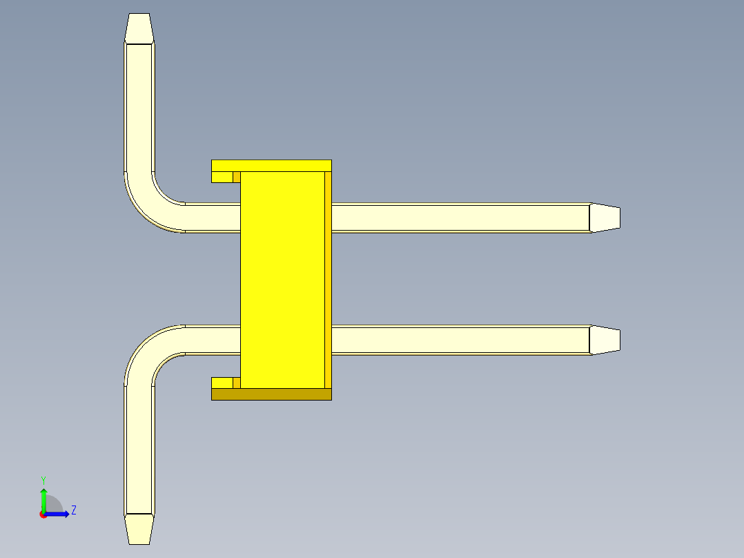 彩色公排针 100mil 2.54mm 系列-DS1022_yellow_10p_100mil_TypeSMT_rev1.0左视图