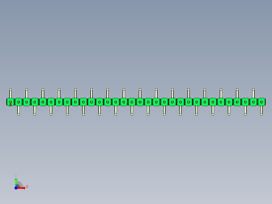 彩色公排针 100mil 2.54mm 系列-DS1022_green_32p_100mil_Type_SMT_R1_rev1.0前视图