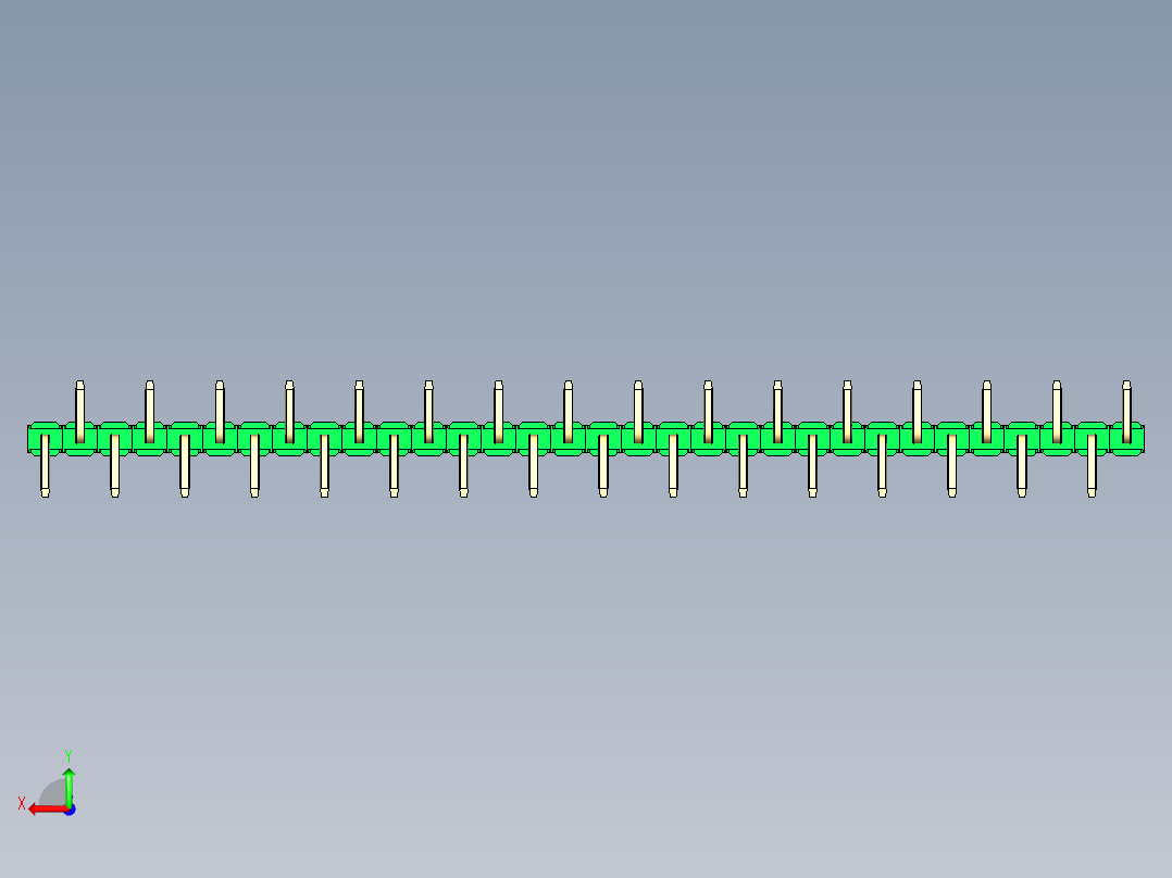彩色公排针 100mil 2.54mm 系列-DS1022_green_32p_100mil_Type_SMT_R1_rev1.0后视图