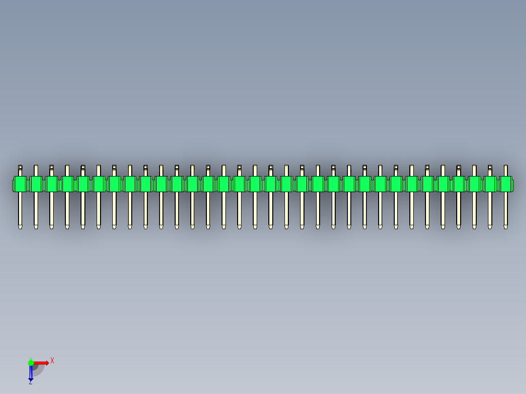 彩色公排针 100mil 2.54mm 系列-DS1022_green_32p_100mil_Type_SMT_R1_rev1.0俯视图