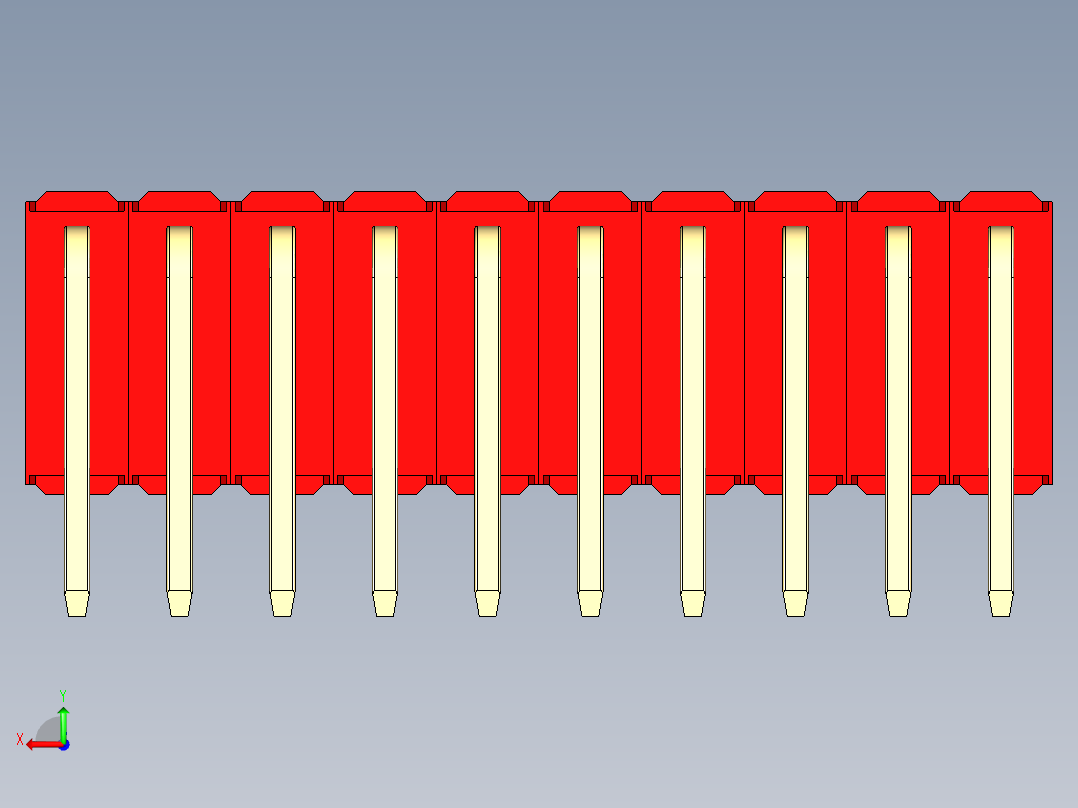 彩色公排针 100mil 2.54mm 系列-DS1022_red_3x10p_100mil_TypeD_rev1.0后视图