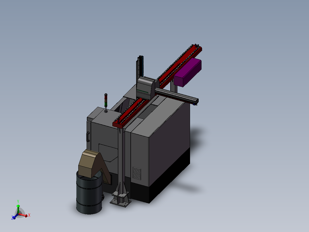 单台车床XYZ<span style='color: red'>机械手</span>数控车床 3D模型