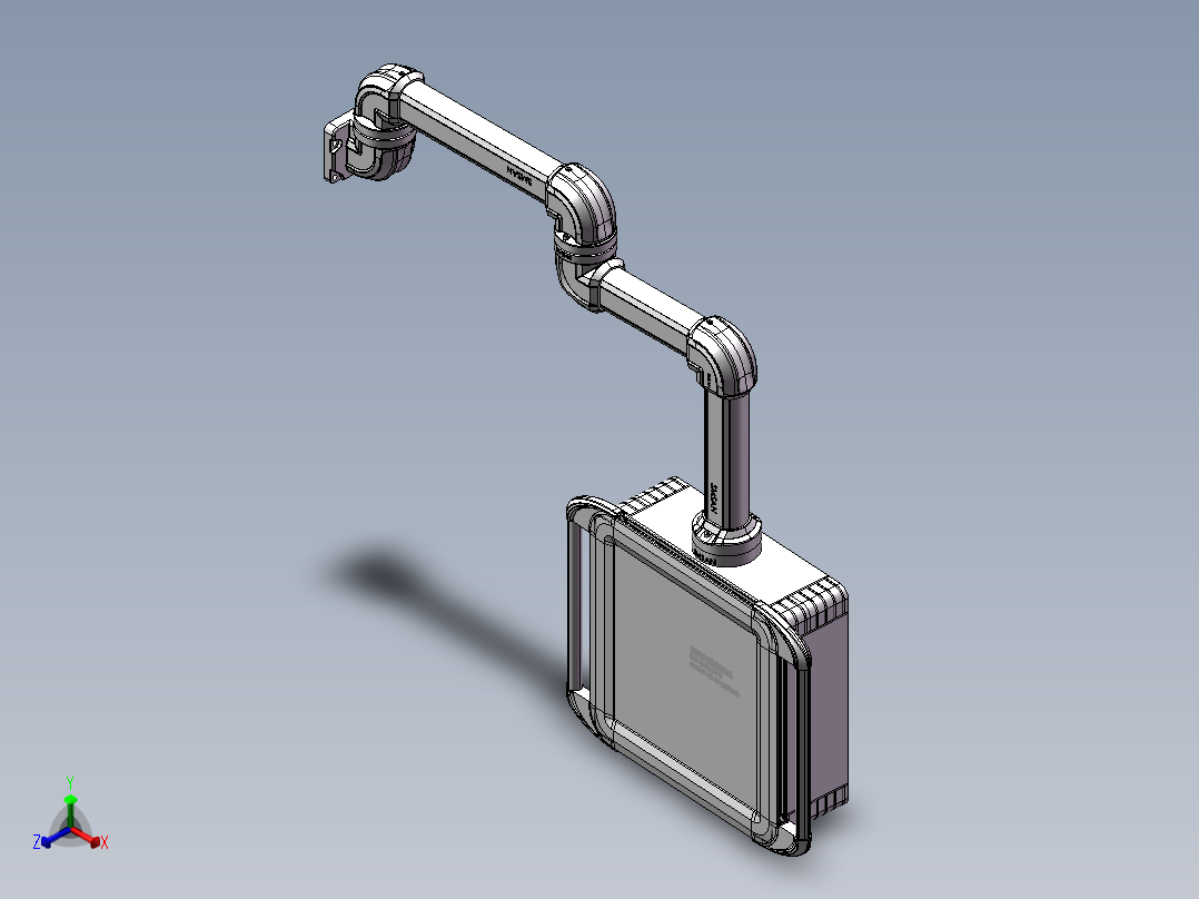 向下墙座+中间连接器+转角+箱体连接器+控制箱正等轴测图