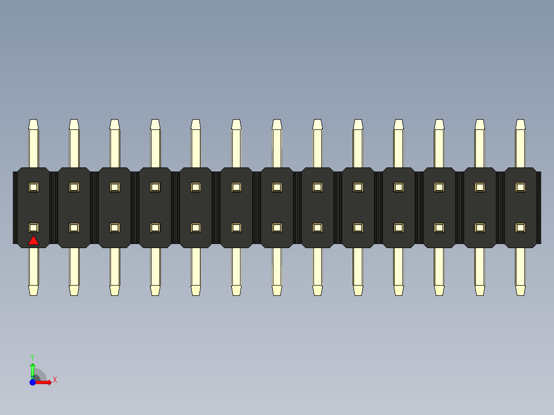 彩色公排针 100mil 2.54mm 系列-DS1022_black_26p_100mil_TypeSMT_rev1.0前视图