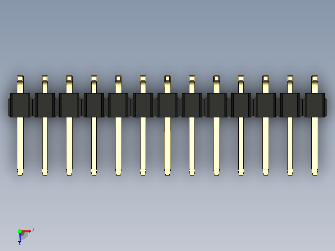 彩色公排针 100mil 2.54mm 系列-DS1022_black_26p_100mil_TypeSMT_rev1.0俯视图