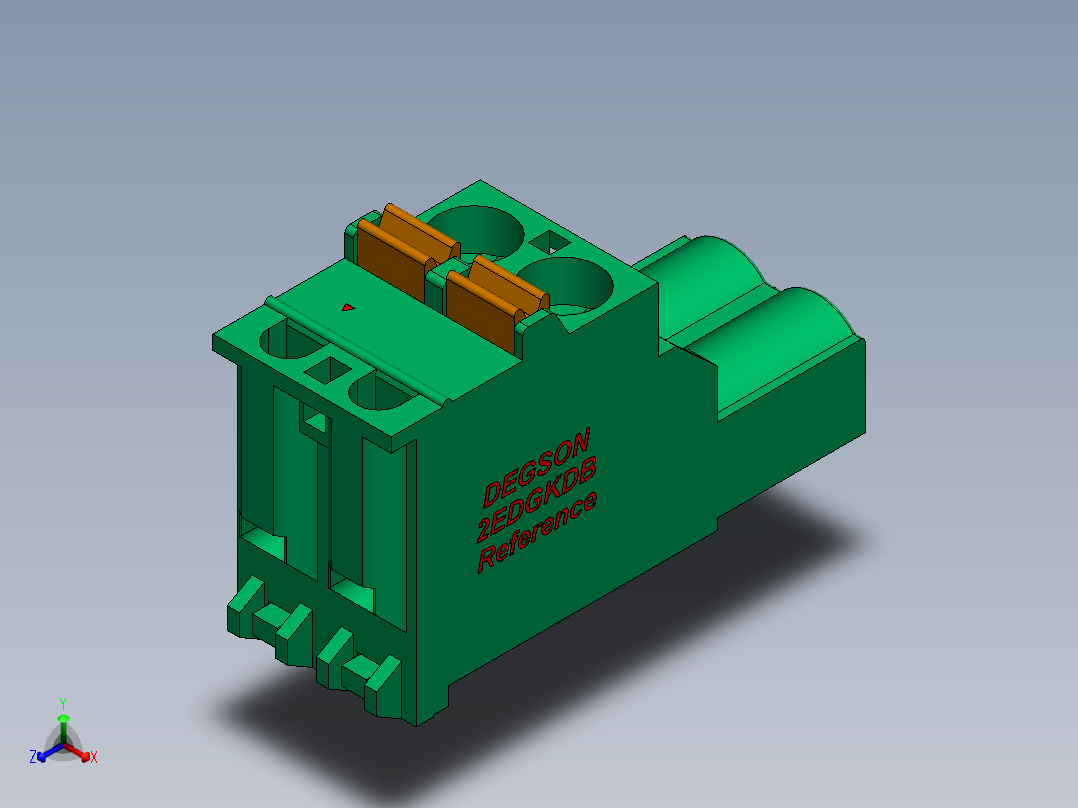 DEGSON 2EDG 系列 5.0mm 可插拔接线端子组-2EDGKDB-5.0_5.08-xxP-14-00AH正等轴测图
