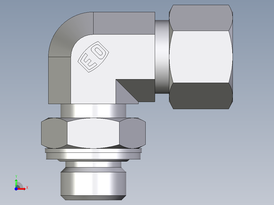 卡套式工业通用硬管接头EO_Adjustable_Locknut_elbow_WEE12LMCF前视图
