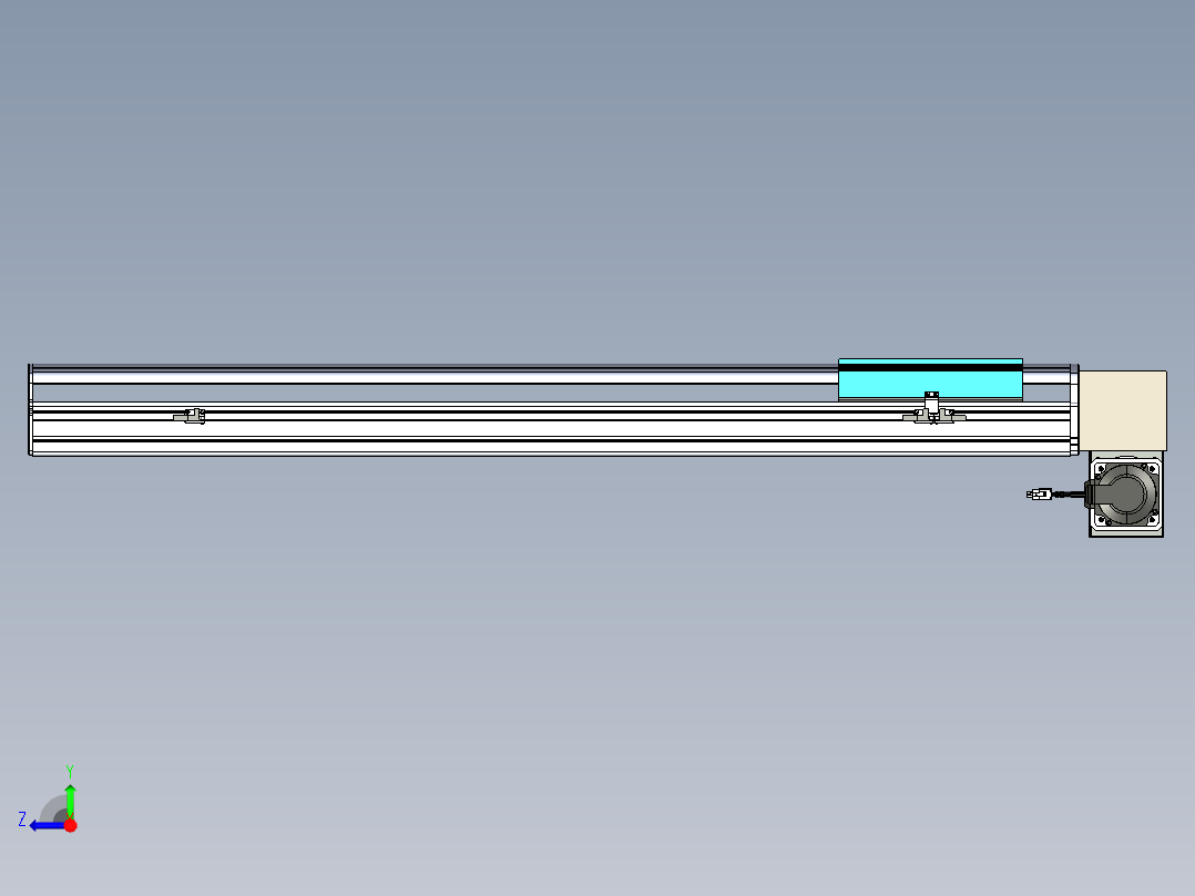 同步带滑台-半封闭B22H-L100-C-S900-LD-P75-D3-N5右视图