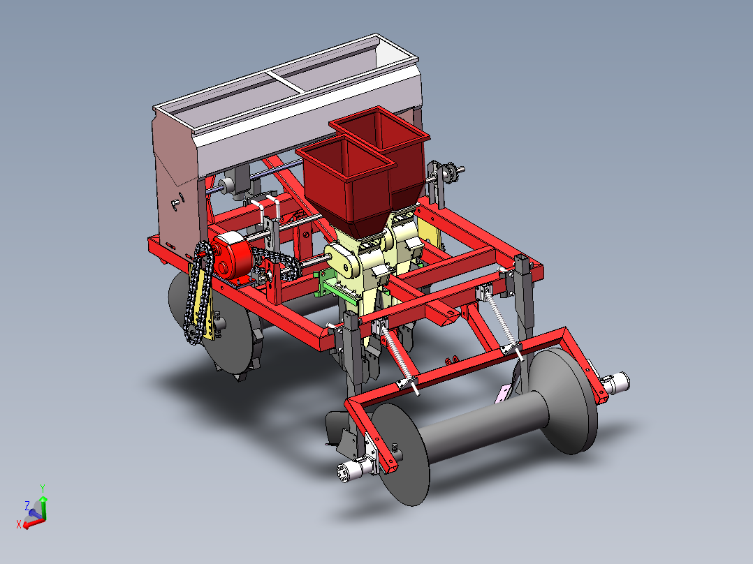 2行花生起垄施肥播种机设计资料二维CAD+三维SW