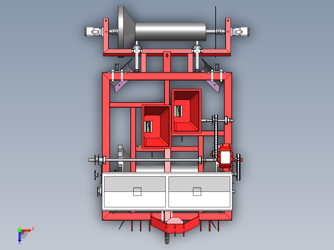 2行花生起垄施肥播种机设计资料二维CAD+三维SW俯视图