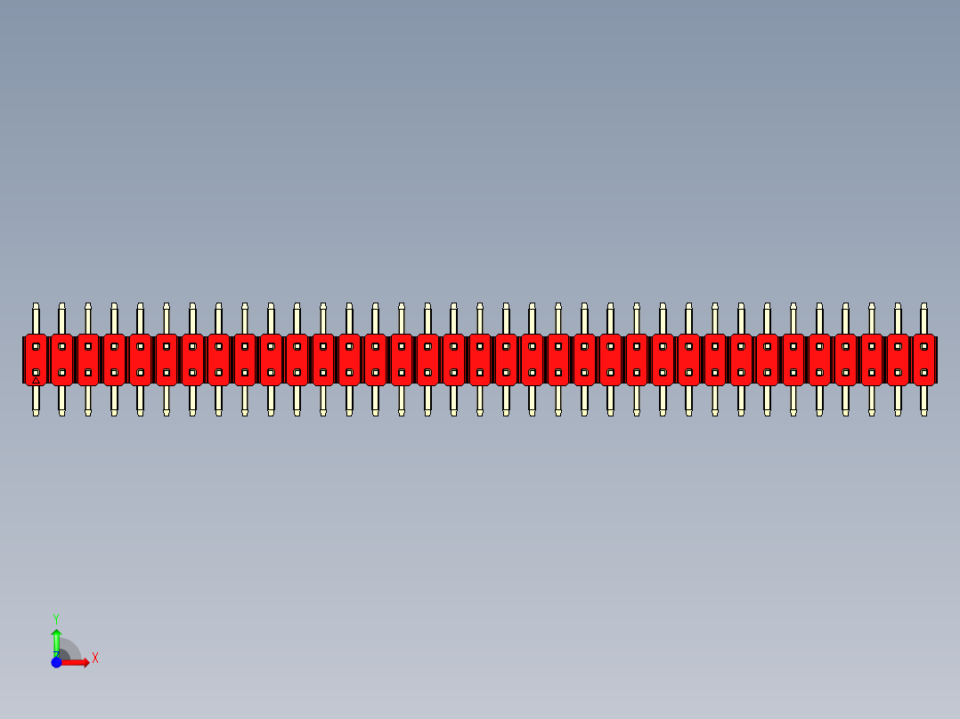 彩色公排针 100mil 2.54mm 系列-DS1022_red_70p_100mil_TypeSMT_rev1.0前视图